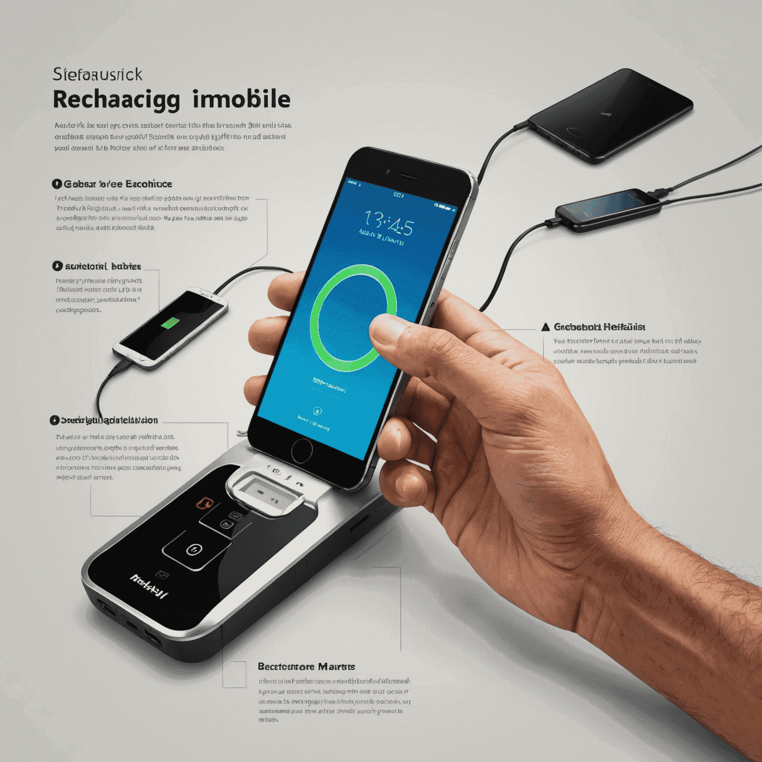 A visual guide showing step-by-step instructions on how to instantly recharge a mobile phone using zonefutureuae.com in the United Arab Emirates